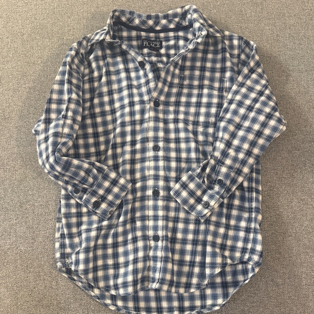 5/$15- The Children's Place Navy and White Checkered Shirt